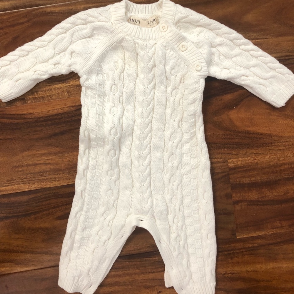 0-3 Month Hope & Henry Cream Knitted Romper